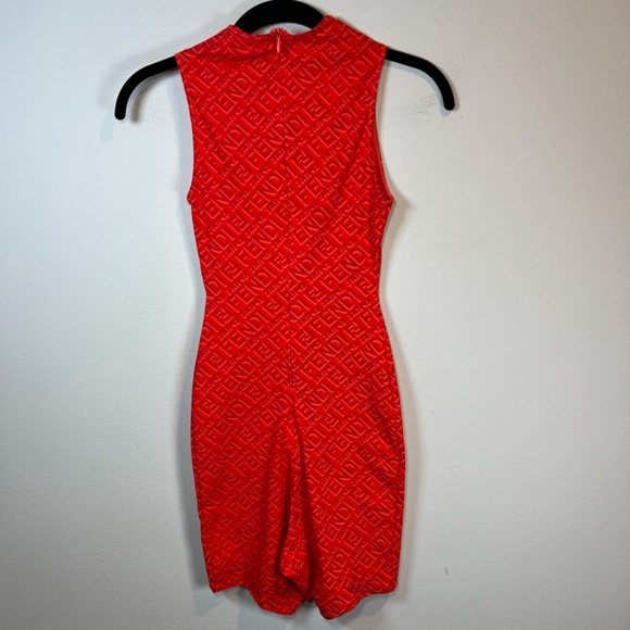 Skims X Fendi Women's Sleeveless Mid Thigh Bodysuit Georgia Orange Stretch Sz XS - Picture 7 of 12